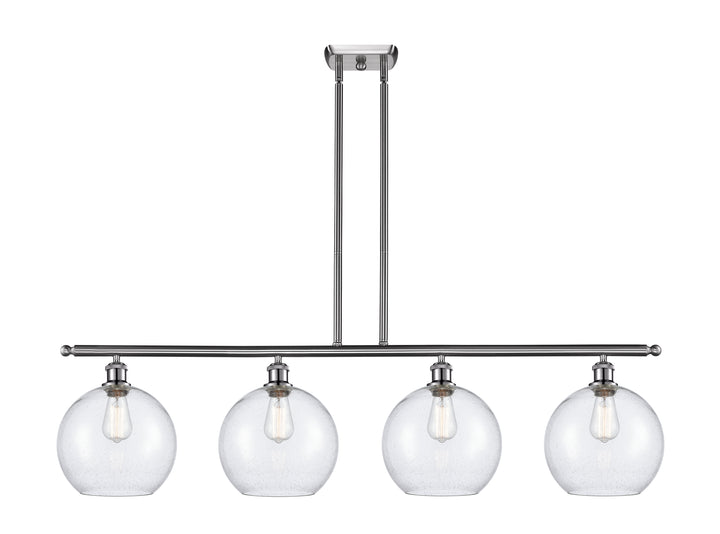 Innovations Lighting Athens 10" Island Light - Brushed Satin Nickel Linear Chandeliers Innovations Lighting Seedy ; Glass Type: Seeded  