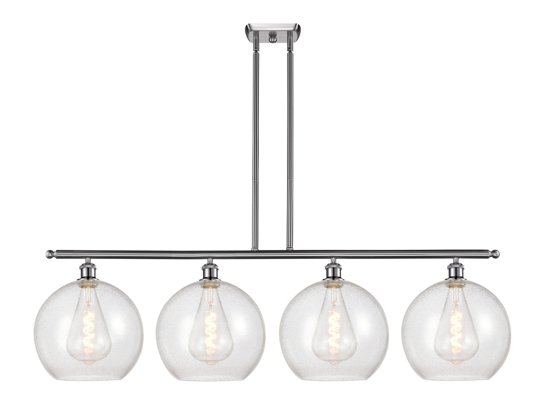 Innovations Lighting Athens 12" Island Light - Brushed Satin Nickel Linear Chandeliers Innovations Lighting Seedy ; Glass Type: Seeded  