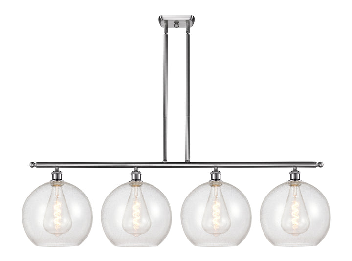 Innovations Lighting Athens 12" Island Light - Brushed Satin Nickel Linear Chandeliers Innovations Lighting Seedy ; Glass Type: Seeded  