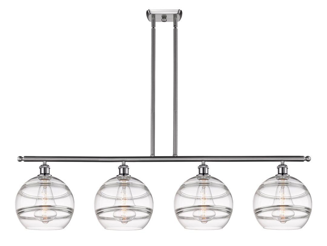 Innovations Lighting Rochester 10" Island Light - Brushed Satin Nickel Linear Chandeliers Innovations Lighting Clear ; Glass Type: Clear  