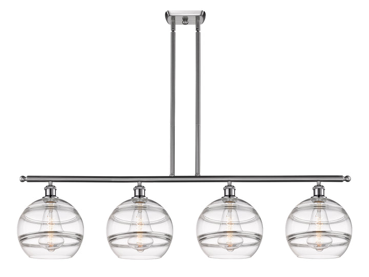 Innovations Lighting Rochester 10" Island Light - Brushed Satin Nickel Linear Chandeliers Innovations Lighting Clear ; Glass Type: Clear  