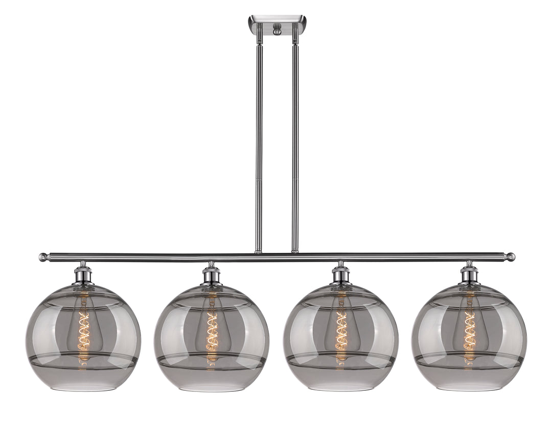 Innovations Lighting Rochester 12" Island Light - Brushed Satin Nickel Linear Chandeliers Innovations Lighting Light Smoke ; Glass Type: Smoked  