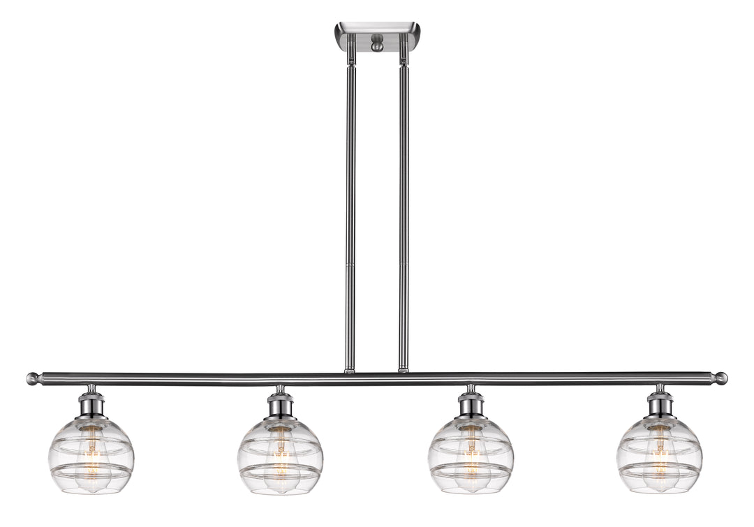 Innovations Lighting Rochester 6" Island Light - Brushed Satin Nickel Linear Chandeliers Innovations Lighting Clear ; Glass Type: Clear  