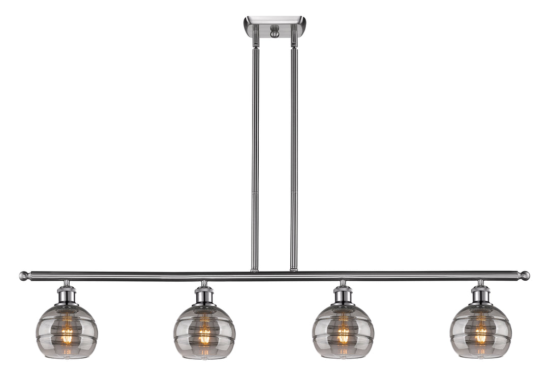 Innovations Lighting Rochester 6" Island Light - Brushed Satin Nickel Linear Chandeliers Innovations Lighting Light Smoke ; Glass Type: Smoked  