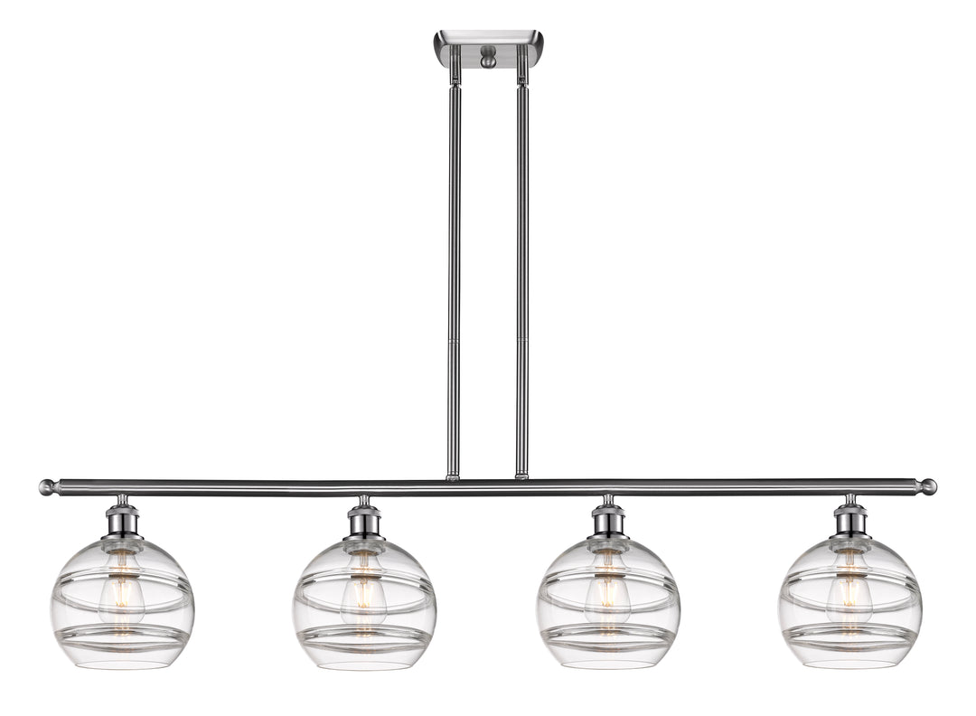 Innovations Lighting Rochester 8" Island Light - Brushed Satin Nickel Linear Chandeliers Innovations Lighting Clear ; Glass Type: Clear  