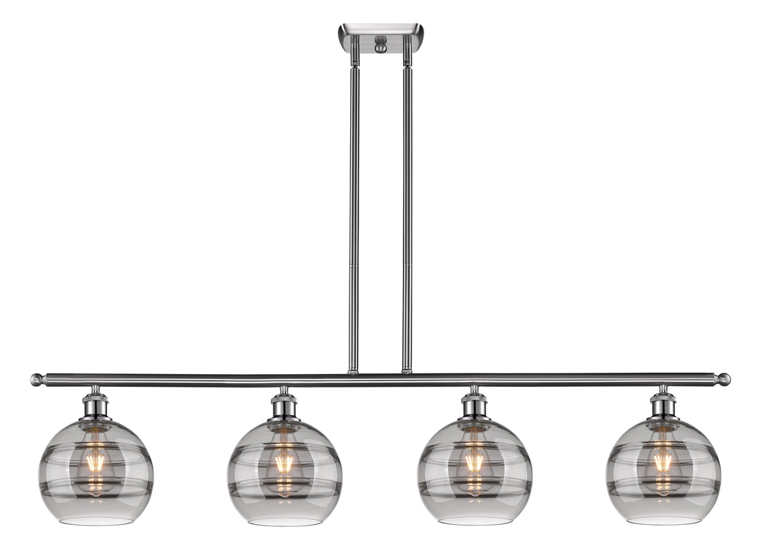 Innovations Lighting Rochester 8" Island Light - Brushed Satin Nickel Linear Chandeliers Innovations Lighting Light Smoke ; Glass Type: Smoked  