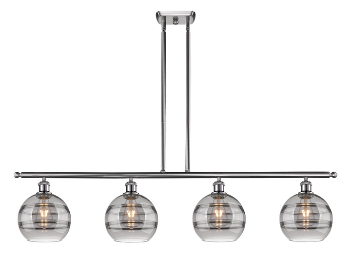 Innovations Lighting Rochester 8" Island Light - Brushed Satin Nickel Linear Chandeliers Innovations Lighting Light Smoke ; Glass Type: Smoked  