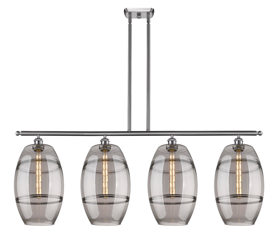 Innovations Lighting Vaz 10" Island Light - Brushed Satin Nickel Linear Chandeliers Innovations Lighting Light Smoke ; Glass Type: Smoked  