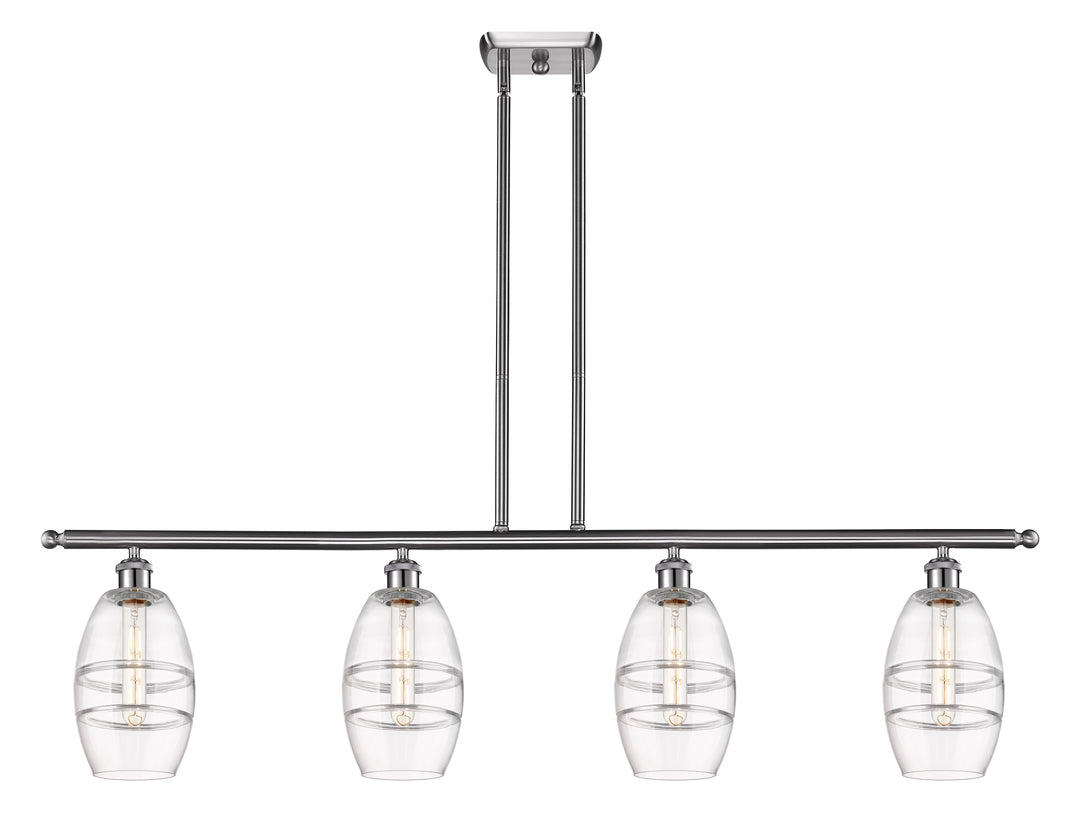 Innovations Lighting Vaz 6" Island Light - Brushed Satin Nickel Linear Chandeliers Innovations Lighting Clear ; Glass Type: Clear  