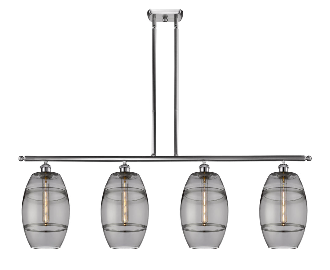 Innovations Lighting Vaz 8" Island Light - Brushed Satin Nickel Linear Chandeliers Innovations Lighting Light Smoke ; Glass Type: Smoked  