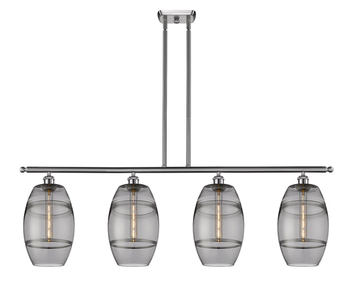 Innovations Lighting Vaz 8" Island Light - Brushed Satin Nickel Linear Chandeliers Innovations Lighting Light Smoke ; Glass Type: Smoked  