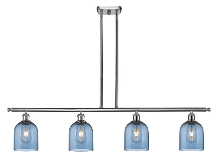 Innovations Lighting Bella 6" Island Light - Brushed Satin Nickel Linear Chandeliers Innovations Lighting Blue  ; Glass Type: Blue  