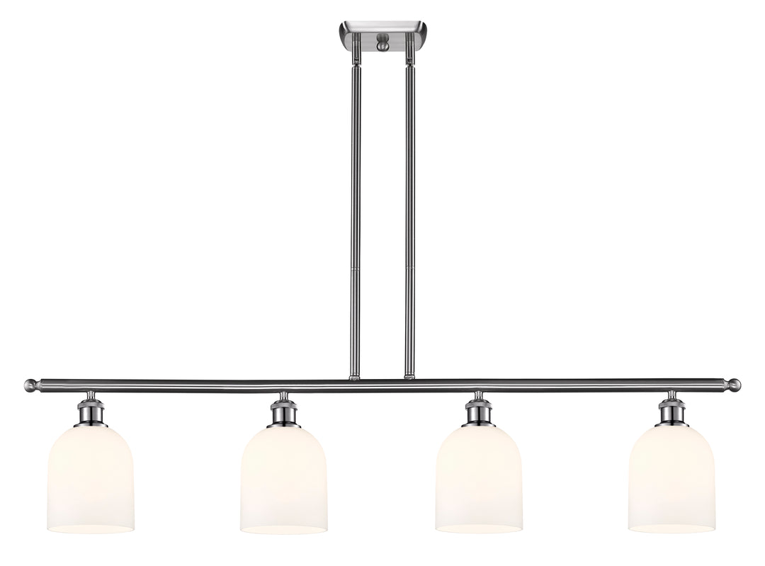 Innovations Lighting Bella 6" Island Light - Brushed Satin Nickel Linear Chandeliers Innovations Lighting White ; Glass Type: White  