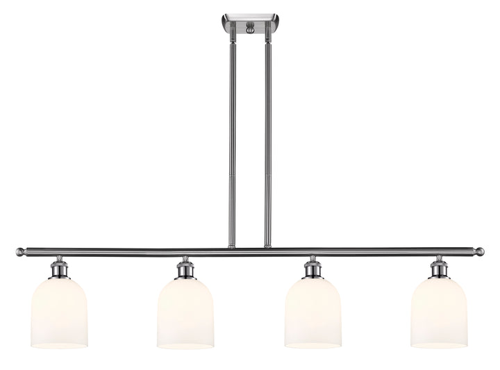 Innovations Lighting Bella 6" Island Light - Brushed Satin Nickel Linear Chandeliers Innovations Lighting White ; Glass Type: White  