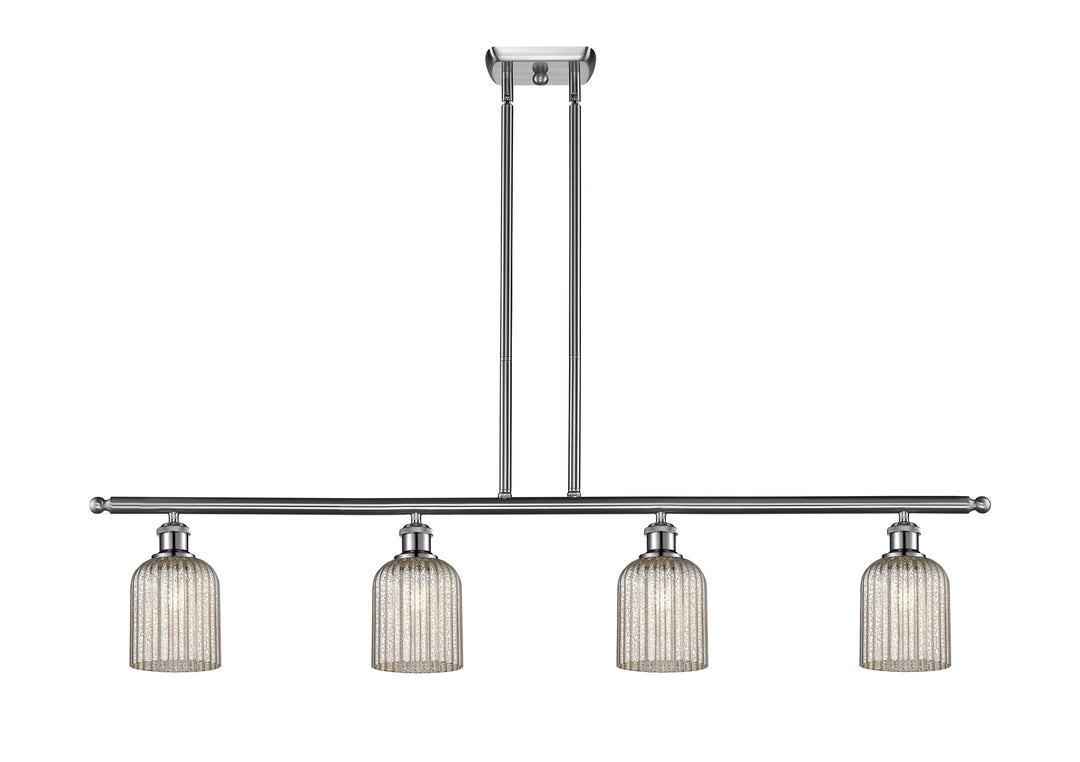 Innovations Lighting Bridal Veil 5" Island Light - Brushed Satin Nickel Linear Chandeliers Innovations Lighting Mercury ; Glass Type: Mercury; Ribbed  