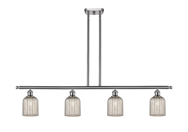 Innovations Lighting Bridal Veil 5" Island Light - Brushed Satin Nickel Linear Chandeliers Innovations Lighting Mercury ; Glass Type: Mercury; Ribbed  