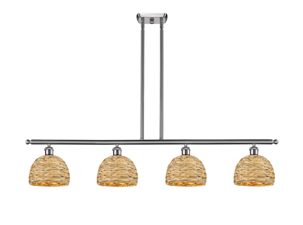 Innovations Lighting Woven Rattan 8" Island Light - Satin Nickel Linear Chandeliers Innovations Lighting Default Title  