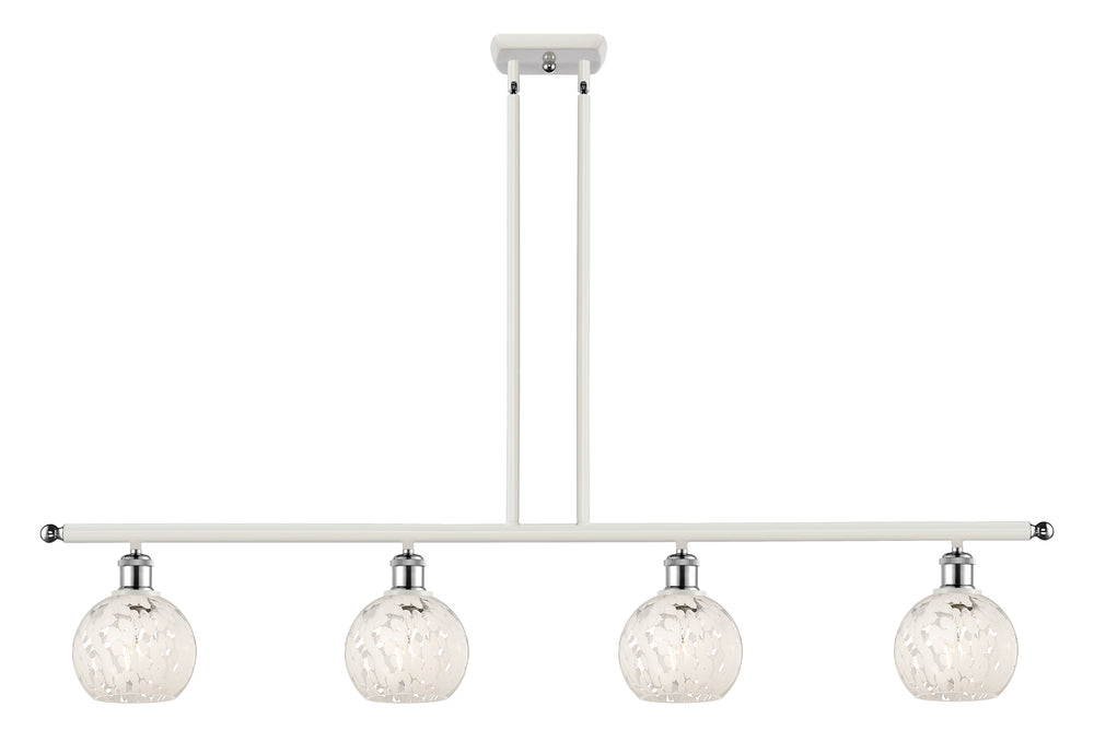 Innovations Lighting White Mouchette 6" Island Light - White Polished Chrome Linear Chandeliers Innovations Lighting White Mouchette ; Glass Type: White  