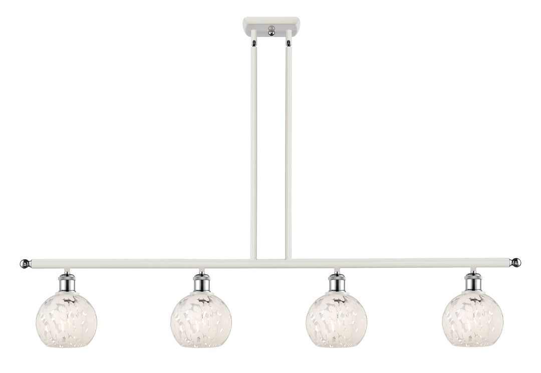 Innovations Lighting White Mouchette 6" Island Light - White Polished Chrome Linear Chandeliers Innovations Lighting White Mouchette ; Glass Type: White  