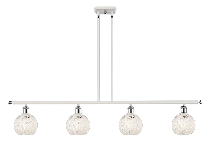 Innovations Lighting White Mouchette 6" Island Light - White Polished Chrome Linear Chandeliers Innovations Lighting White Mouchette ; Glass Type: White  