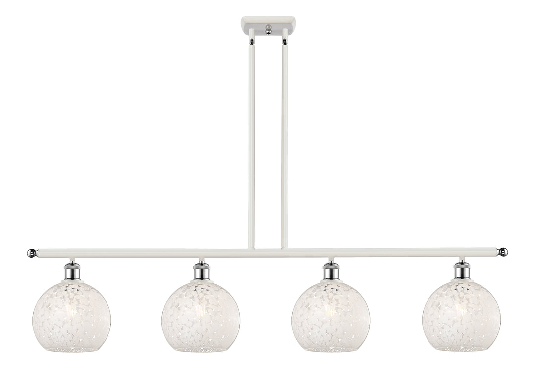 Innovations Lighting White Mouchette 8" Island Light - White Polished Chrome Linear Chandeliers Innovations Lighting White Mouchette ; Glass Type: White  