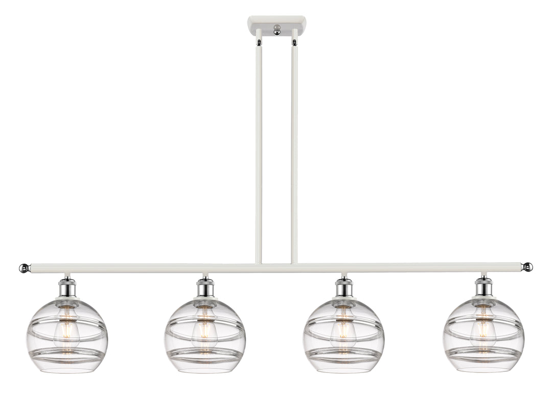 Innovations Lighting Rochester 8" Island Light - White Polished Chrome Linear Chandeliers Innovations Lighting Clear ; Glass Type: Clear  