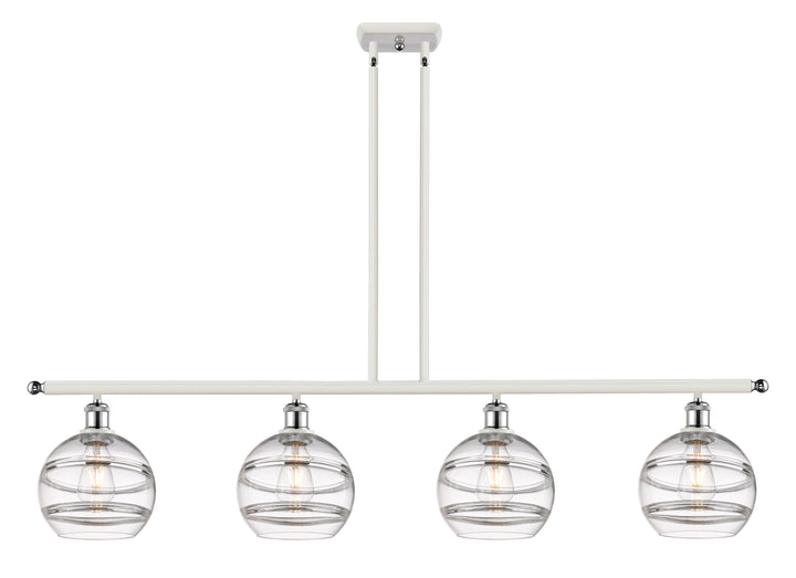 Innovations Lighting Rochester 8" Island Light - White Polished Chrome Linear Chandeliers Innovations Lighting Clear ; Glass Type: Clear  