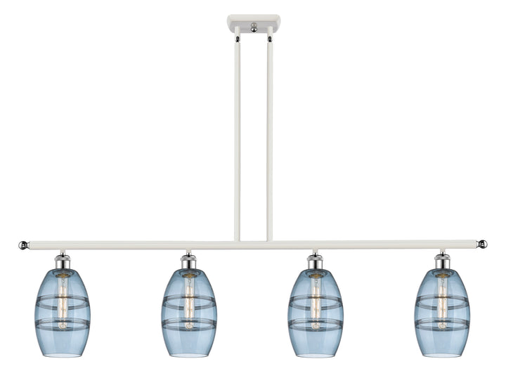 Innovations Lighting Vaz 6" Island Light - White Polished Chrome Linear Chandeliers Innovations Lighting Blue  ; Glass Type: Blue  