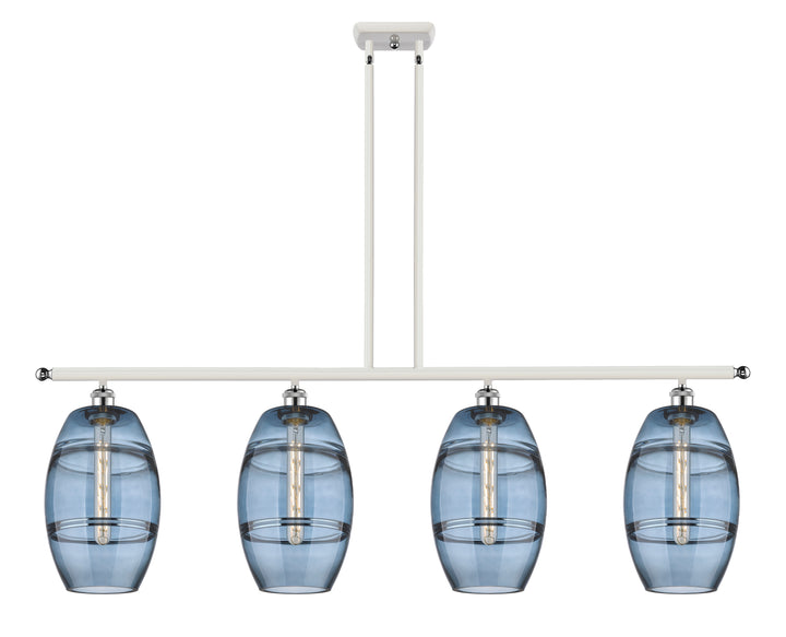 Innovations Lighting Vaz 8" Island Light - White Polished Chrome Linear Chandeliers Innovations Lighting Blue  ; Glass Type: Blue  