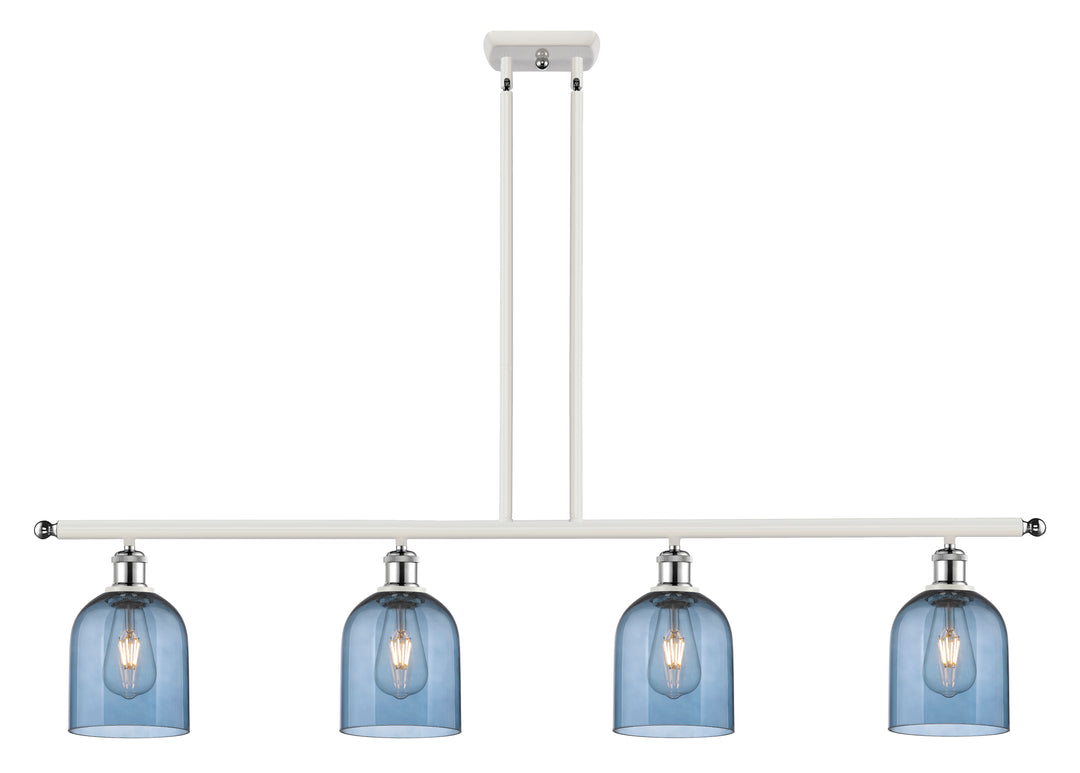 Innovations Lighting Bella 6" Island Light - White Polished Chrome Linear Chandeliers Innovations Lighting Blue  ; Glass Type: Blue  