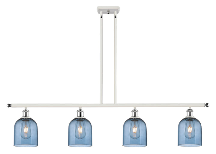 Innovations Lighting Bella 6" Island Light - White Polished Chrome Linear Chandeliers Innovations Lighting Blue  ; Glass Type: Blue  