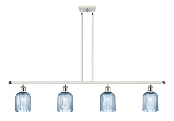 Innovations Lighting Bridal Veil 5" Island Light - White Polished Chrome Linear Chandeliers Innovations Lighting Princess Blue ; Glass Type: Princess Blue; Ribbed  