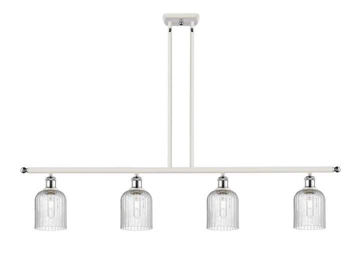 Innovations Lighting Bridal Veil 5" Island Light - White Polished Chrome Linear Chandeliers Innovations Lighting Seedy ; Glass Type: Seedy; Ribbed  