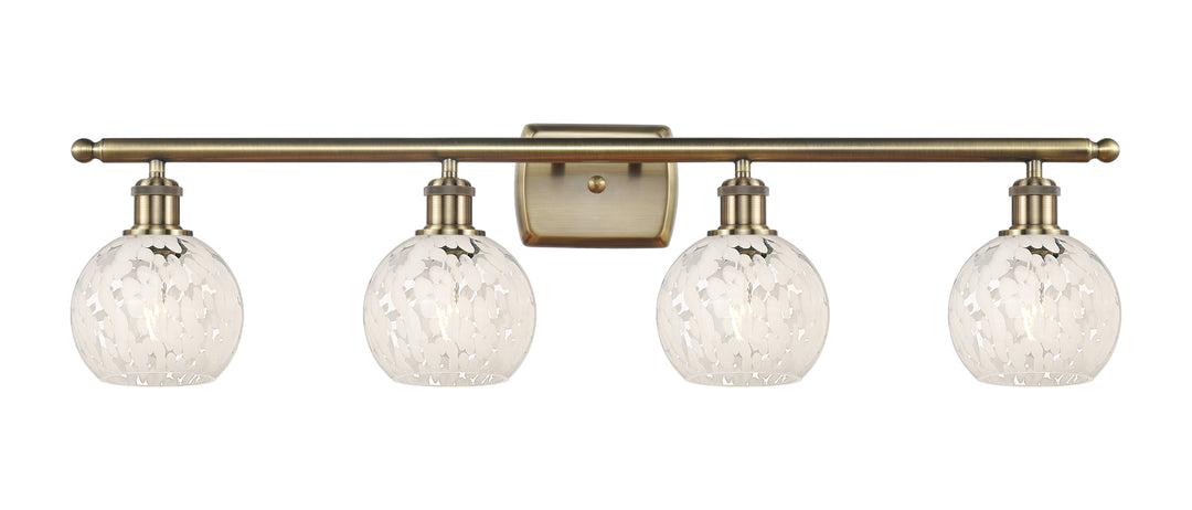 Innovations Lighting White Mouchette 6" Bath Vanity Light - Antique Brass Vanity Lights Innovations Lighting   