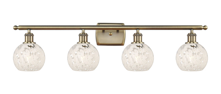 Innovations Lighting White Mouchette 6" Bath Vanity Light - Antique Brass Vanity Lights Innovations Lighting   