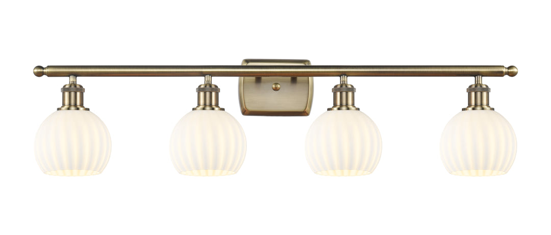 Innovations Lighting White Venetian 6" Bath Vanity Light - Antique Brass Vanity Lights Innovations Lighting   