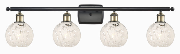 Innovations Lighting White Mouchette 6" Bath Vanity Light - Black Antique Brass Vanity Lights Innovations Lighting   