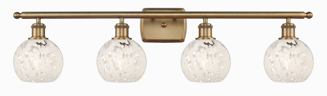 Innovations Lighting White Mouchette 6" Bath Vanity Light - Brushed Brass Vanity Lights Innovations Lighting   