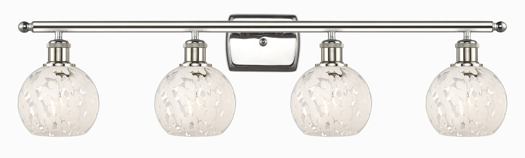 Innovations Lighting White Mouchette 6" Bath Vanity Light - Polished Nickel Vanity Lights Innovations Lighting   