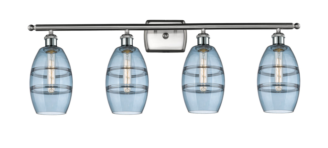 Innovations Lighting Vaz 6" Bath Vanity Light - Brushed Satin Nickel Vanity Lights Innovations Lighting Blue  ; Glass Type: Blue  