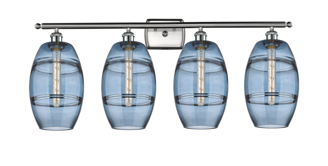 Innovations Lighting Vaz 8" Bath Vanity Light - Brushed Satin Nickel Vanity Lights Innovations Lighting Blue  ; Glass Type: Blue  