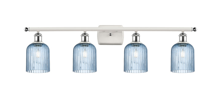 Innovations Lighting Bridal Veil 5" Bath Vanity Light - White Polished Chrome Vanity Lights Innovations Lighting Princess Blue ; Glass Type: Princess Blue; Ribbed  