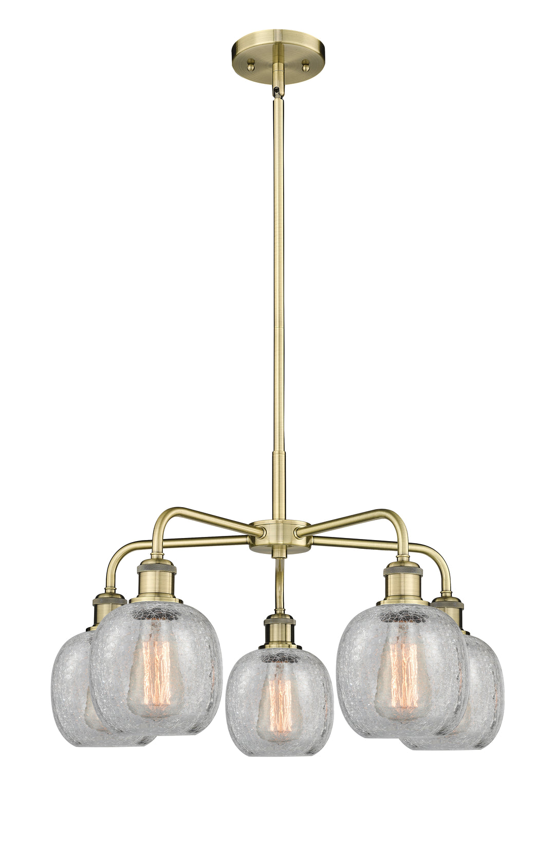 Innovations Lighting Belfast 6" Chandelier Chandeliers Innovations Lighting Antique Brass Clear Crackle ; Glass Type: Crackled 