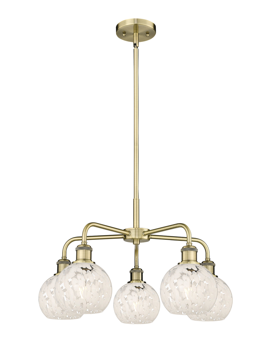 Innovations Lighting White Mouchette 6" Chandelier - Antique Brass Chandeliers Innovations Lighting White Mouchette ; Glass Type: White  