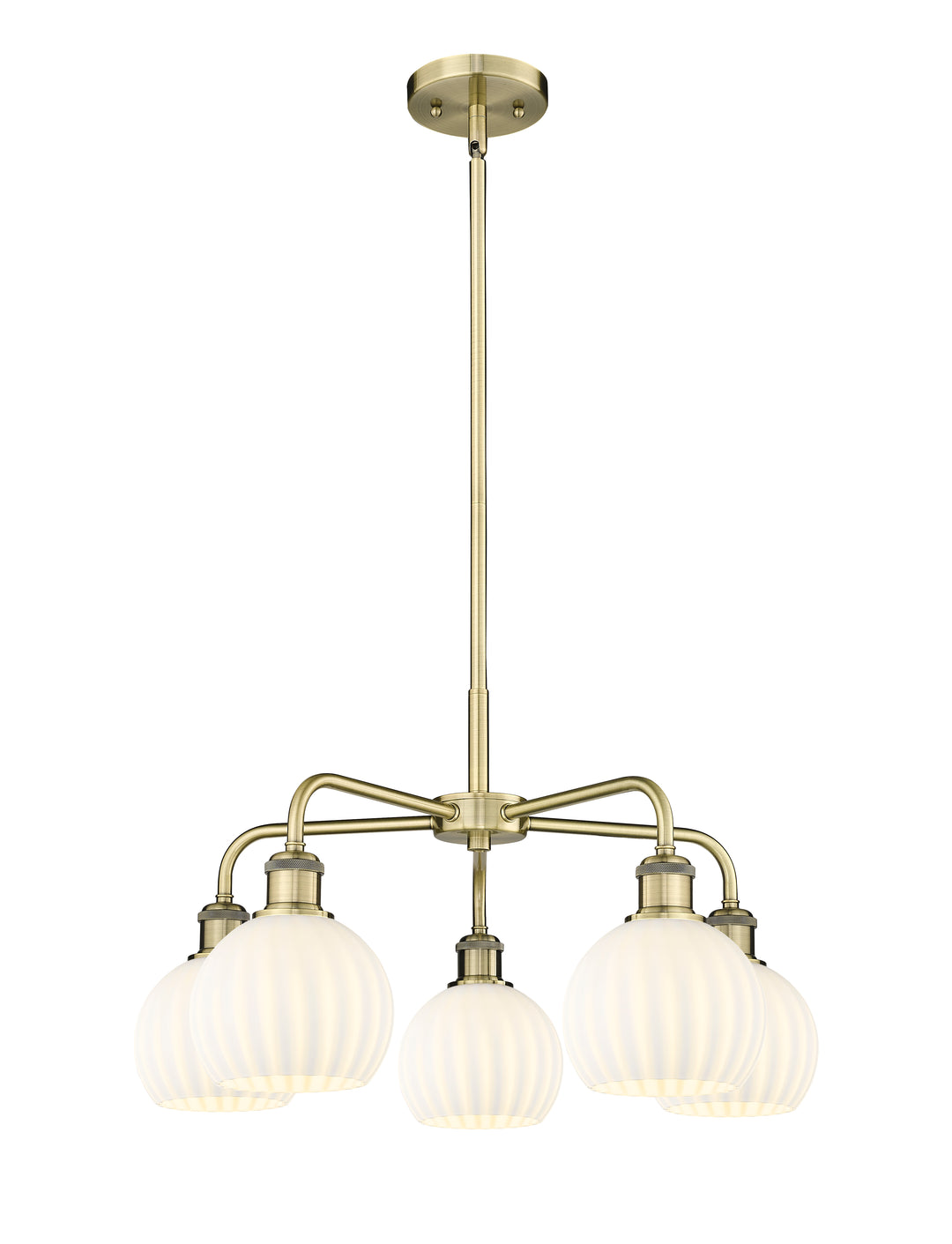 Innovations Lighting White Venetian 6" Chandelier - Antique Brass