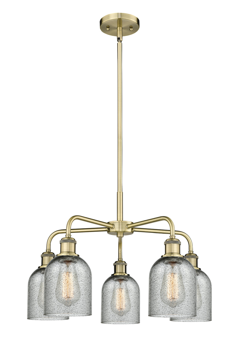 Innovations Lighting Caledonia 5" Chandelier Chandeliers Innovations Lighting Antique Brass Charcoal ; Glass Type: Charcoal 