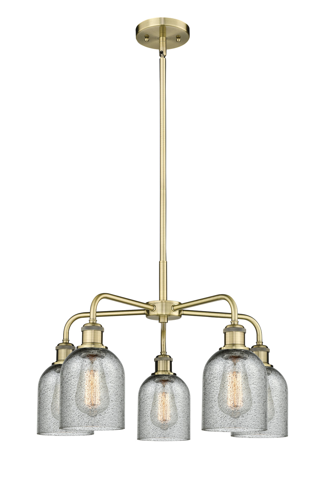 Innovations Lighting Caledonia 5" Chandelier Chandeliers Innovations Lighting Antique Brass Charcoal ; Glass Type: Charcoal 