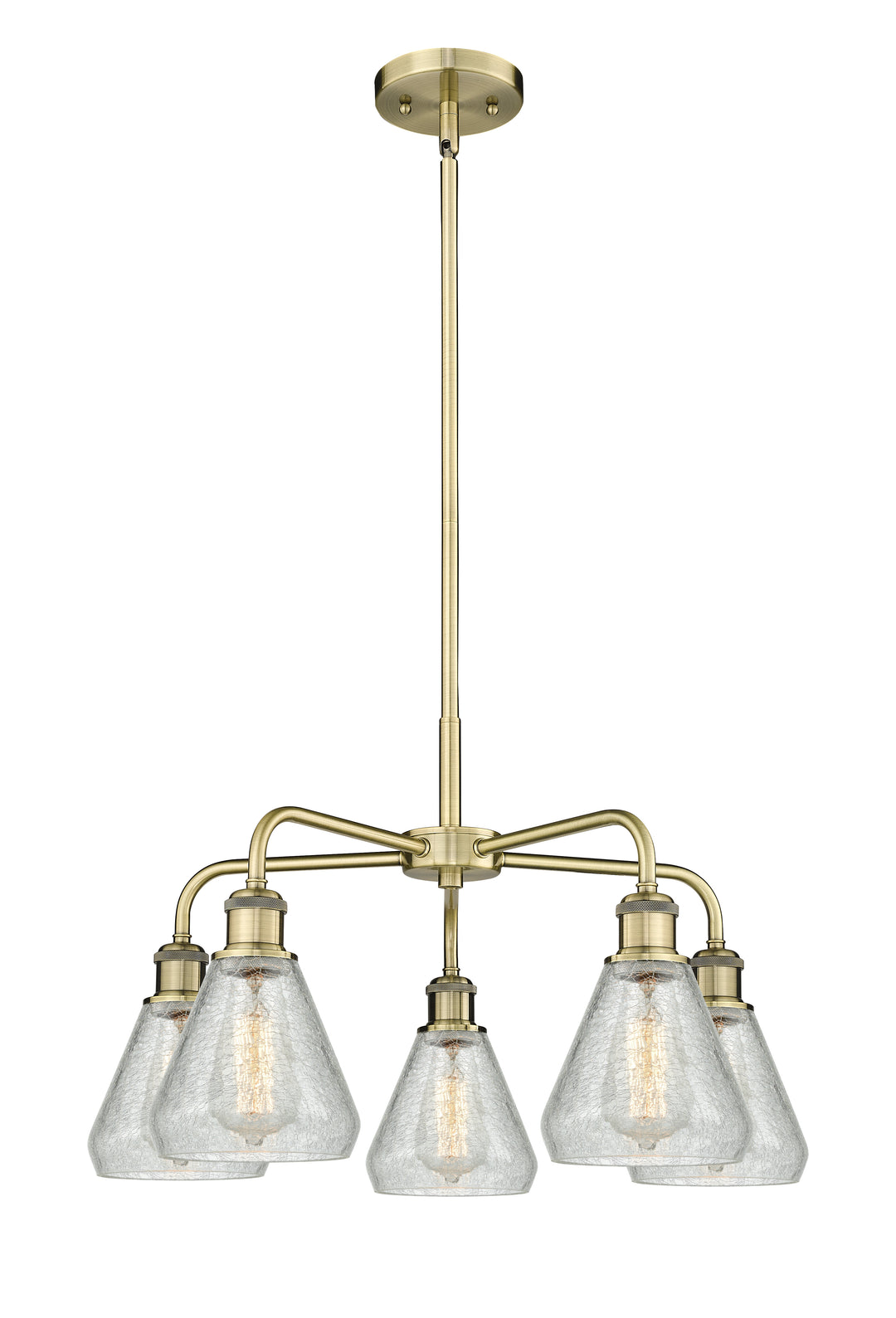 Innovations Lighting Conesus 6" Chandelier - Antique Brass Chandeliers Innovations Lighting Clear Crackle ; Glass Type: Crackled  