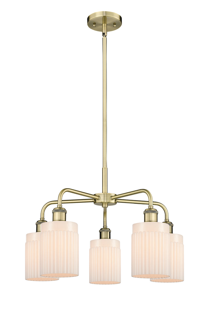 Innovations Lighting Hadley 5" Chandelier - Antique Brass Chandeliers Innovations Lighting Matte White ; Glass Type: White; Ribbed  