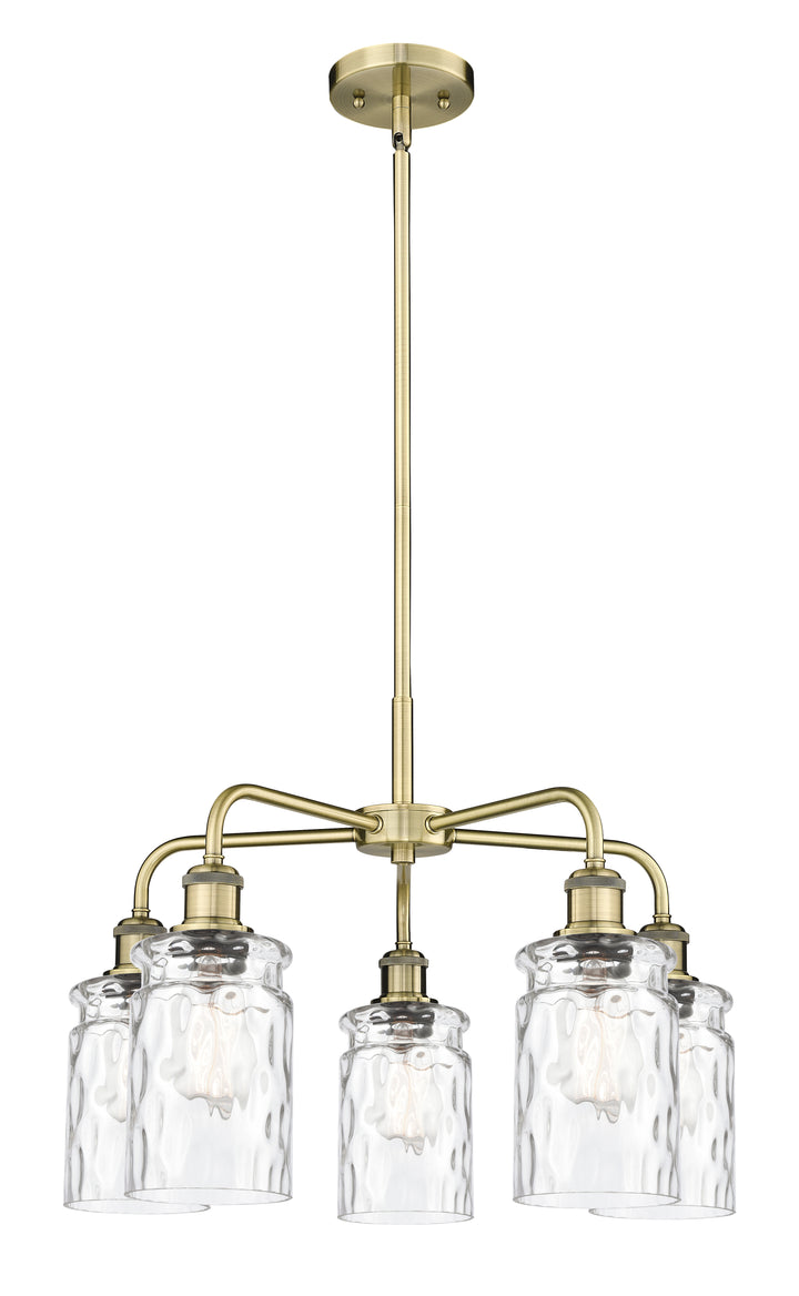 Innovations Lighting Candor 5" Chandelier Chandeliers Innovations Lighting Antique Brass Clear Waterglass ; Glass Type: Frosted; Ribbed 